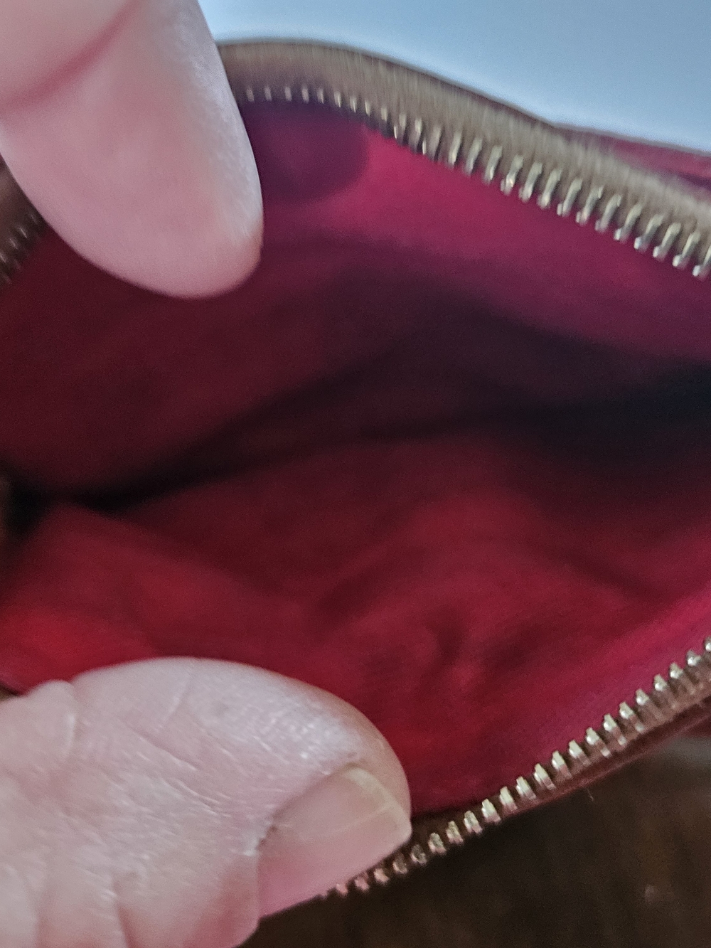 Dooney & Bourke Red Signature Logo Wristlet with Brown Trim - Picture 4 of 4